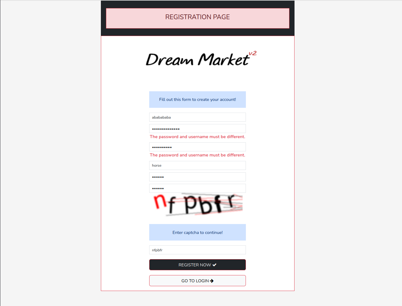 Registration Screen